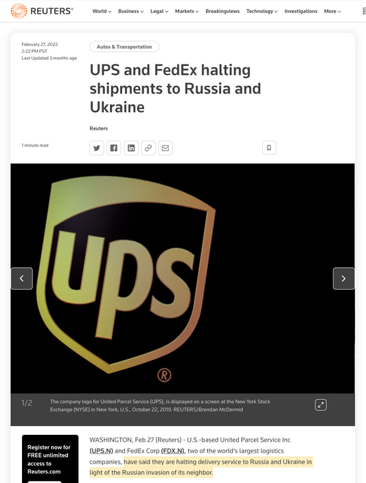 We Have Inventory! (despite UPS/Fedex/DHL halting shipments to/from Russia