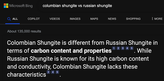 Special Report On Columbian Shungite "Raquirite"