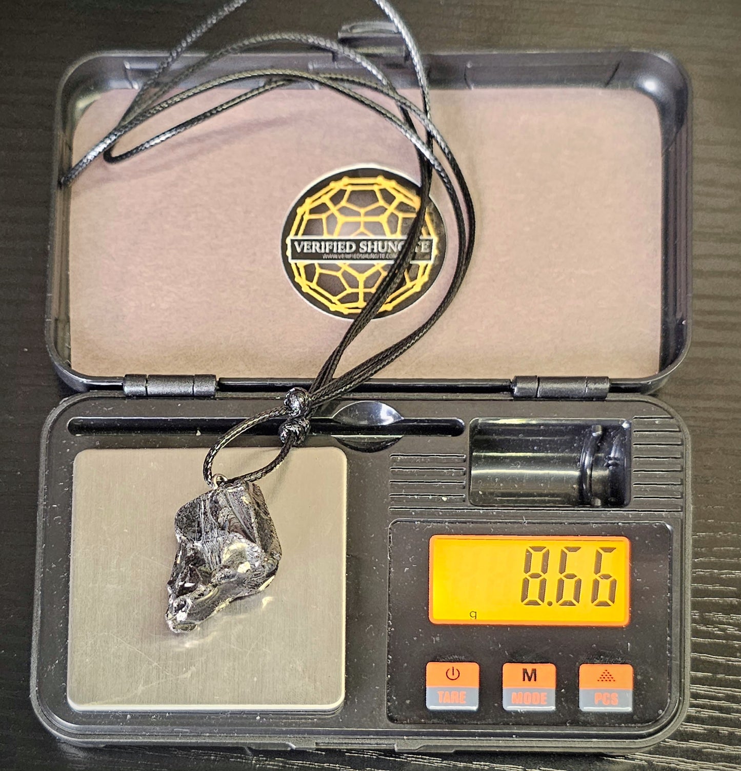 ECN0866 - 8.66g ELITE RAW TYPE 1 SHUNGITE PENDANT NECKLACE