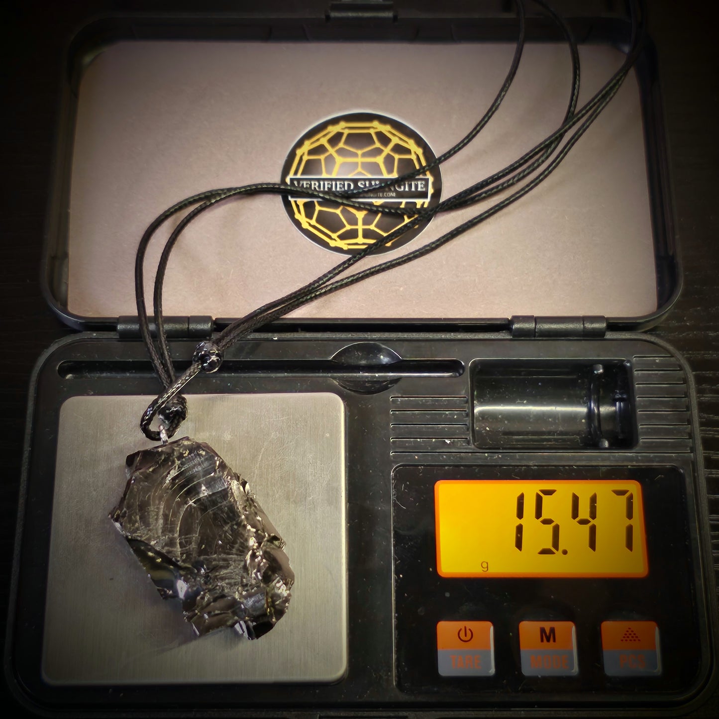 ECN1547 - 15.47g ELITE RAW TYPE 1 SHUNGITE PENDANT NECKLACE