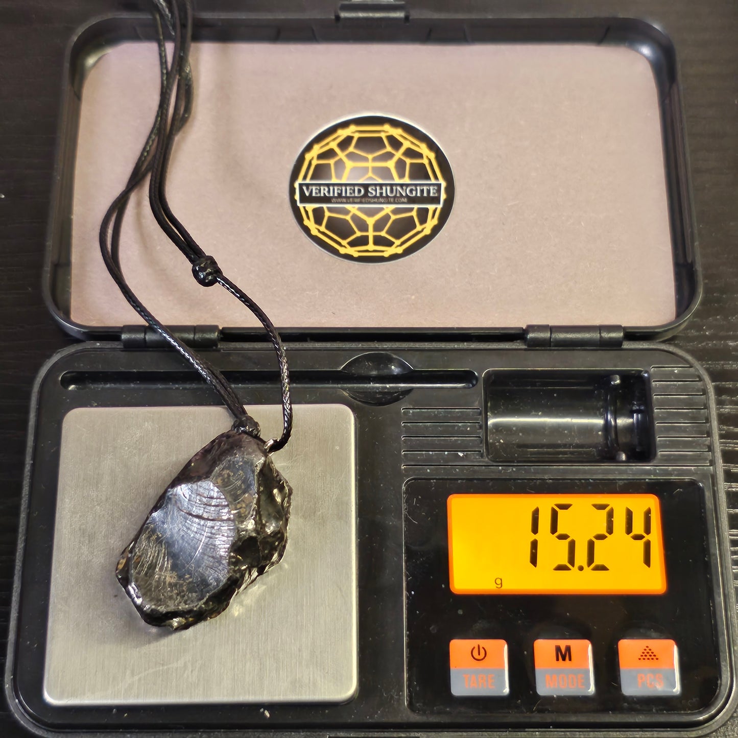 ECN1524 - 15.24g ELITE RAW TYPE 1 SHUNGITE PENDANT NECKLACE