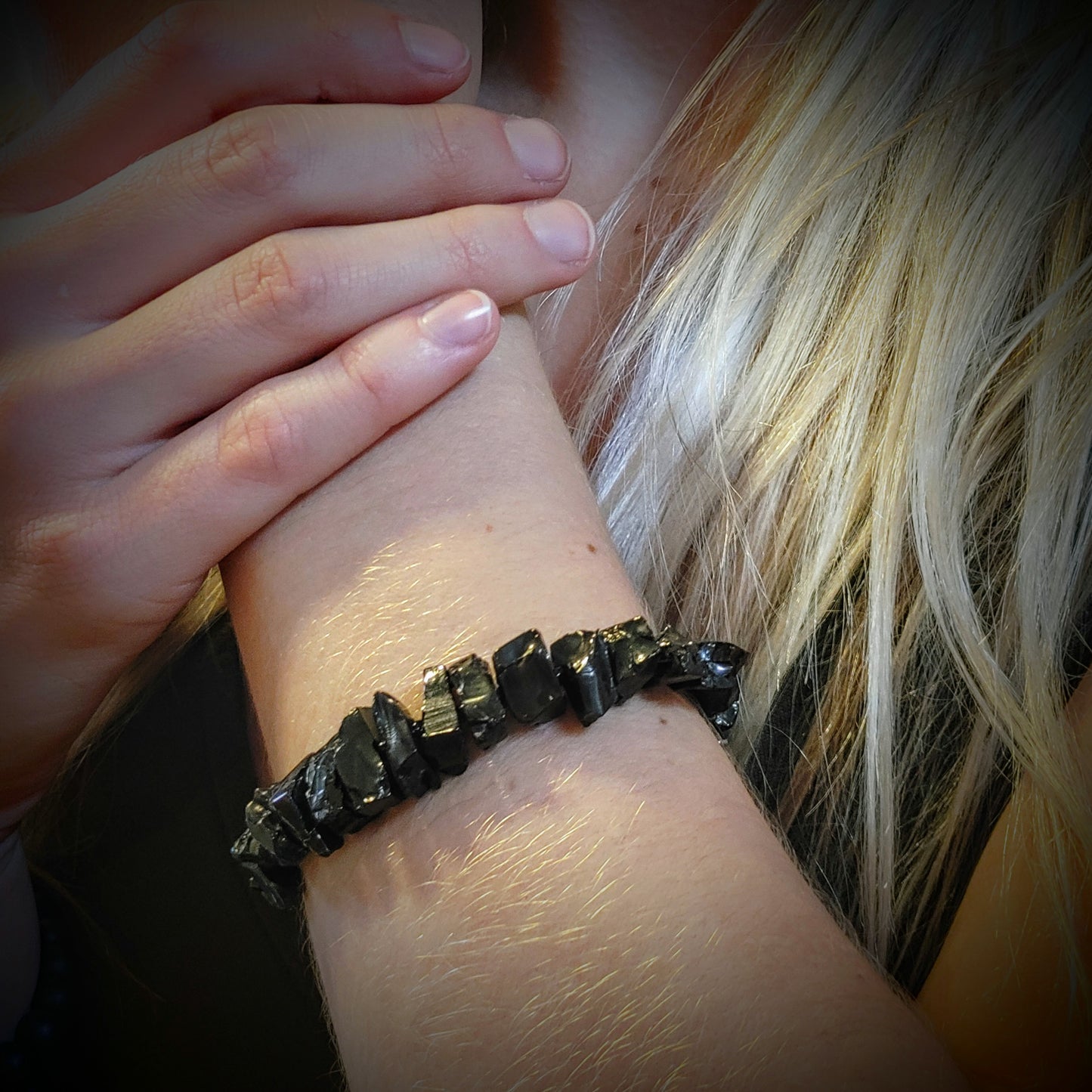 ELITE SHUNGITE  BRACELET :  HAND-SELECTED AND DRILLED BEADS
