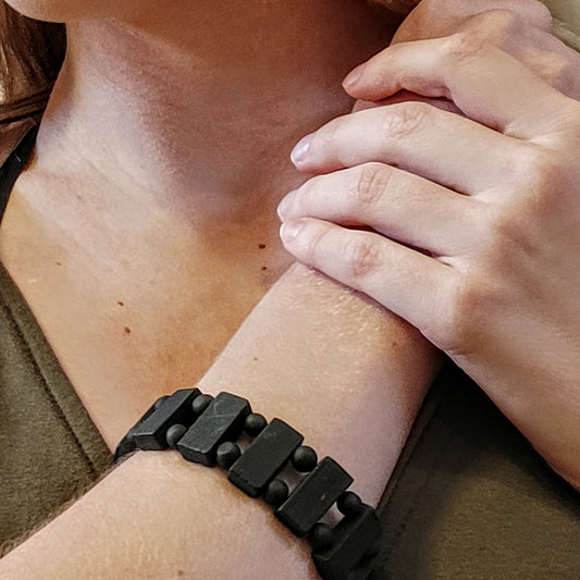 LHBW3700 - LADIES RECTANGULAR TILED BRACELET -  TYPE 2 SHUNGITE 37g