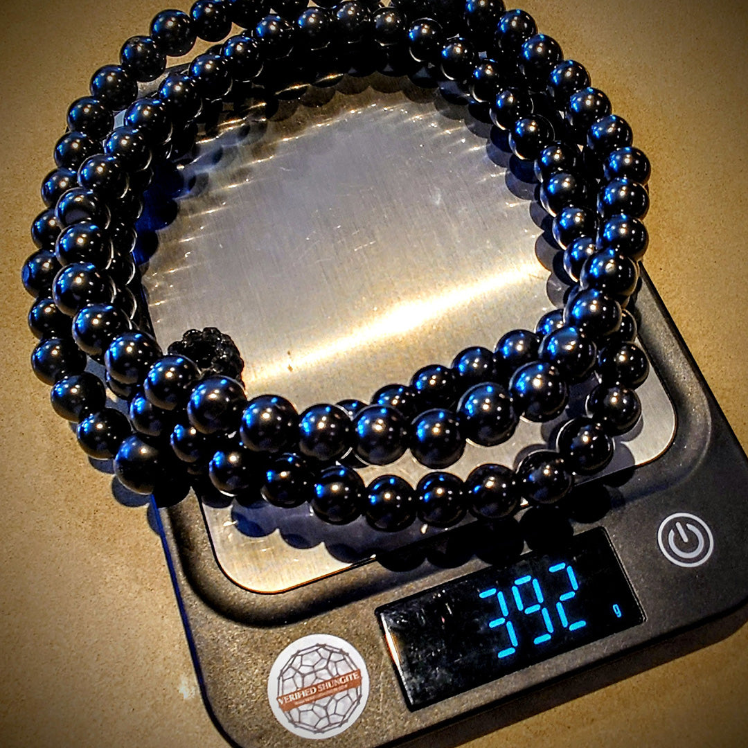 SHUNGITE MALA BEAD NECKLACE - 108 BEADS - 392g
