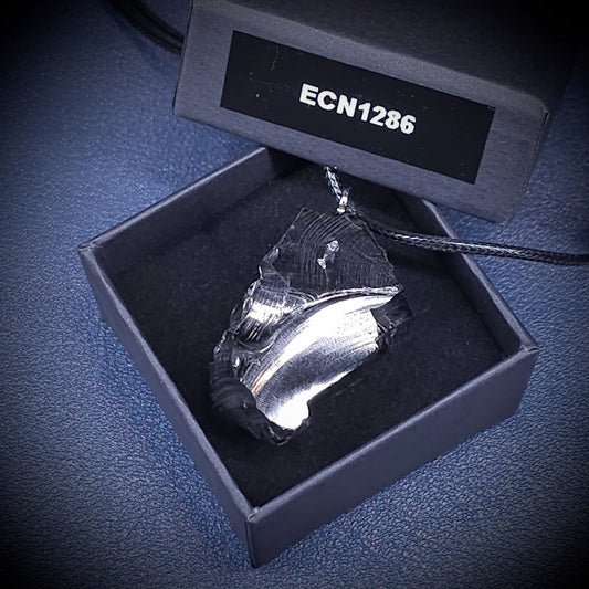 ECN 1286 - 12.86g ELITE RAW TYPE 1 SHUNGITE PENDANT NECKLACE