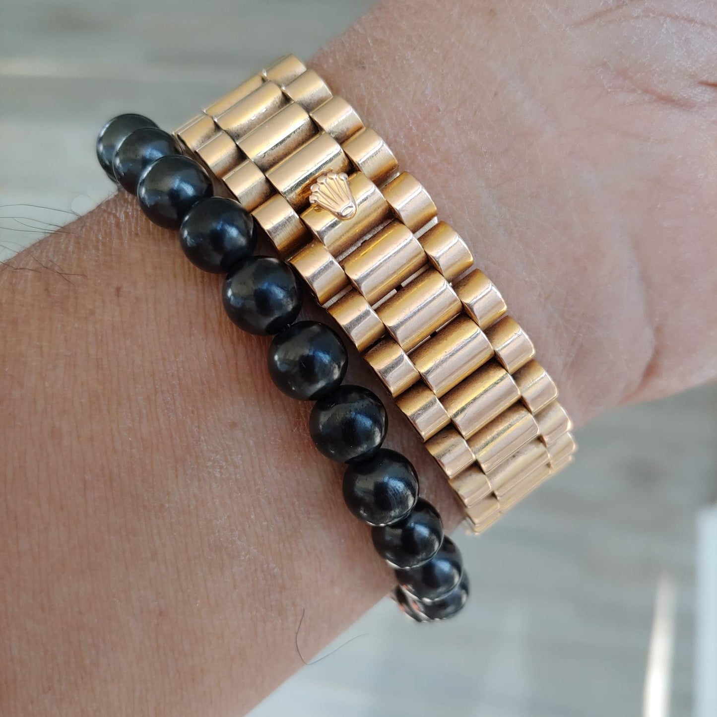 BW2866 TYPE 2 SHUNGITE LG BEADED BRACELET