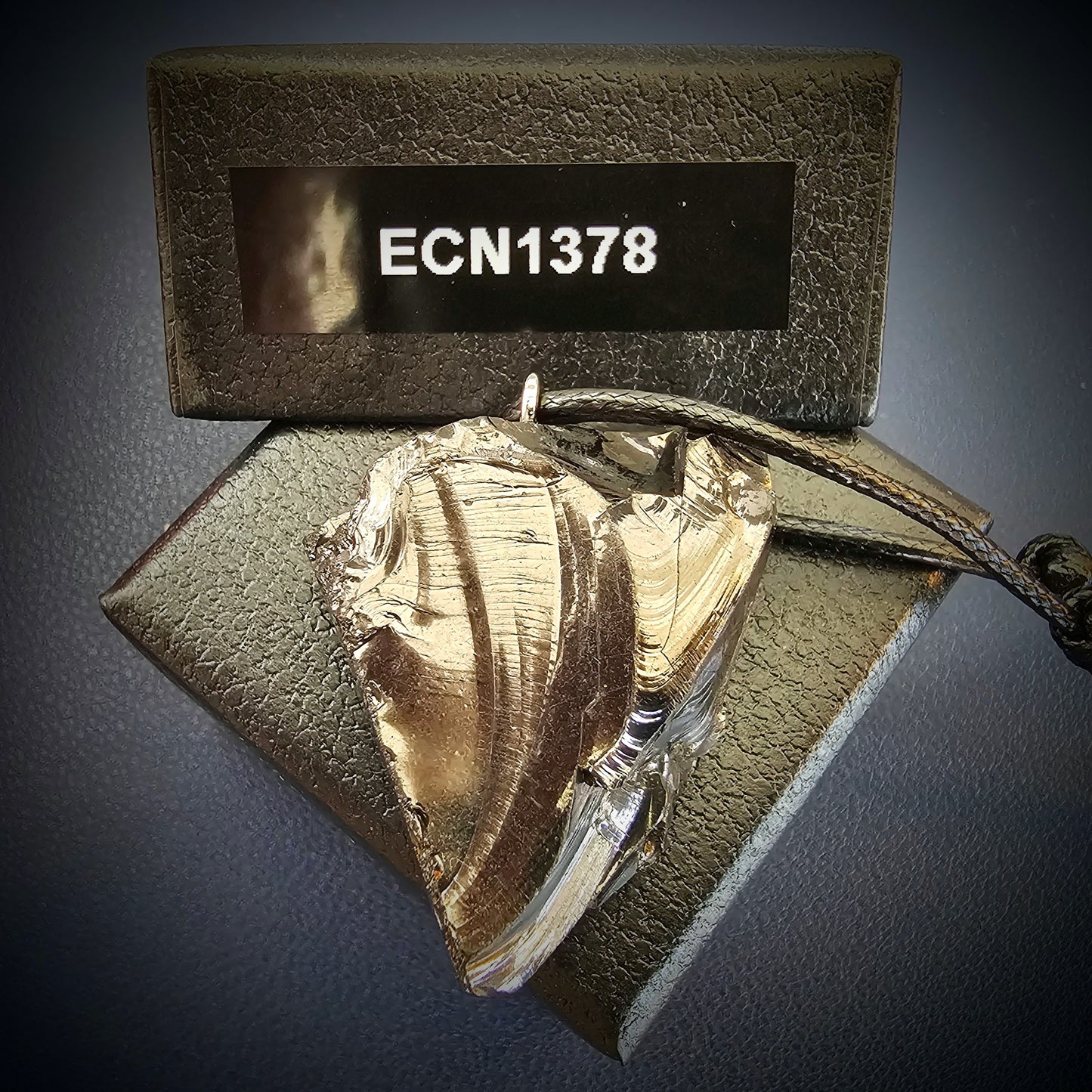 ECN 1378-13.78g ELITE RAW TYPE 1 SHUNGITE PENDANT NECKLACE