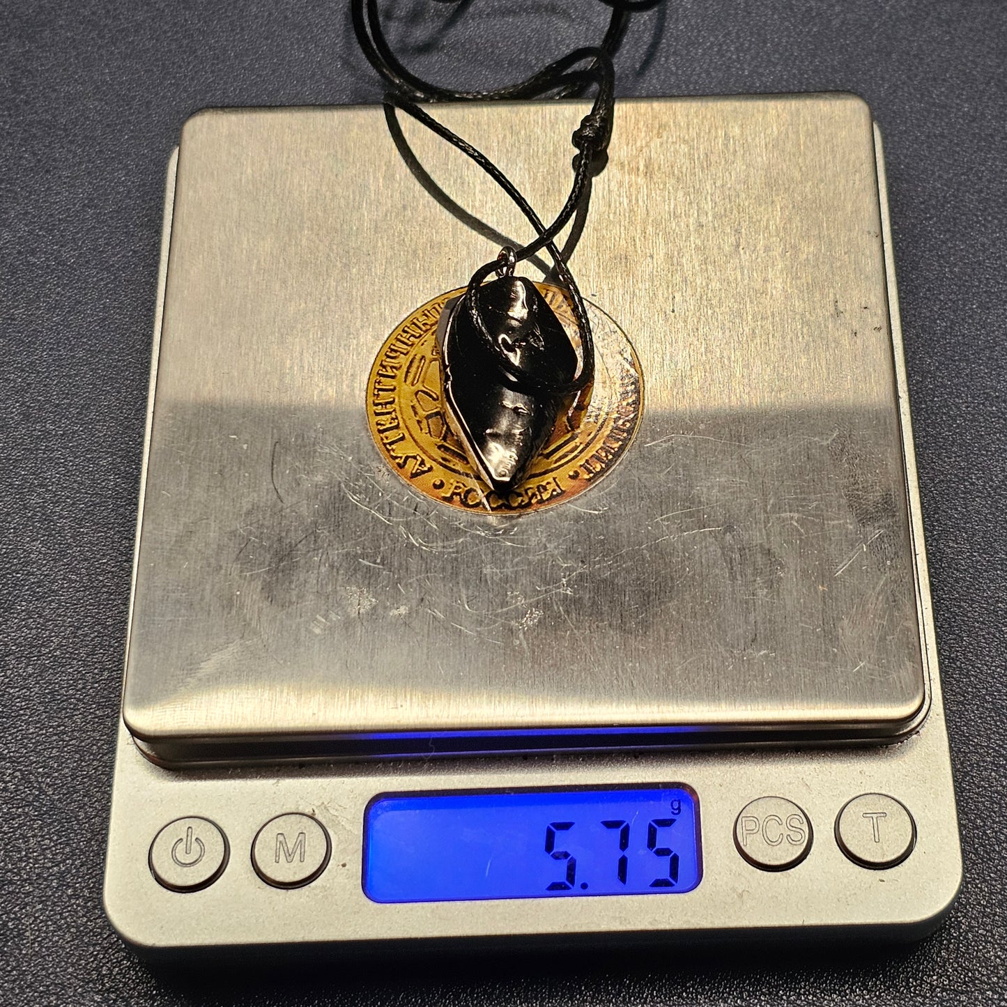 ECN 0575-5.75g ELITE RAW TYPE 1 SHUNGITE PENDANT NECKLACE
