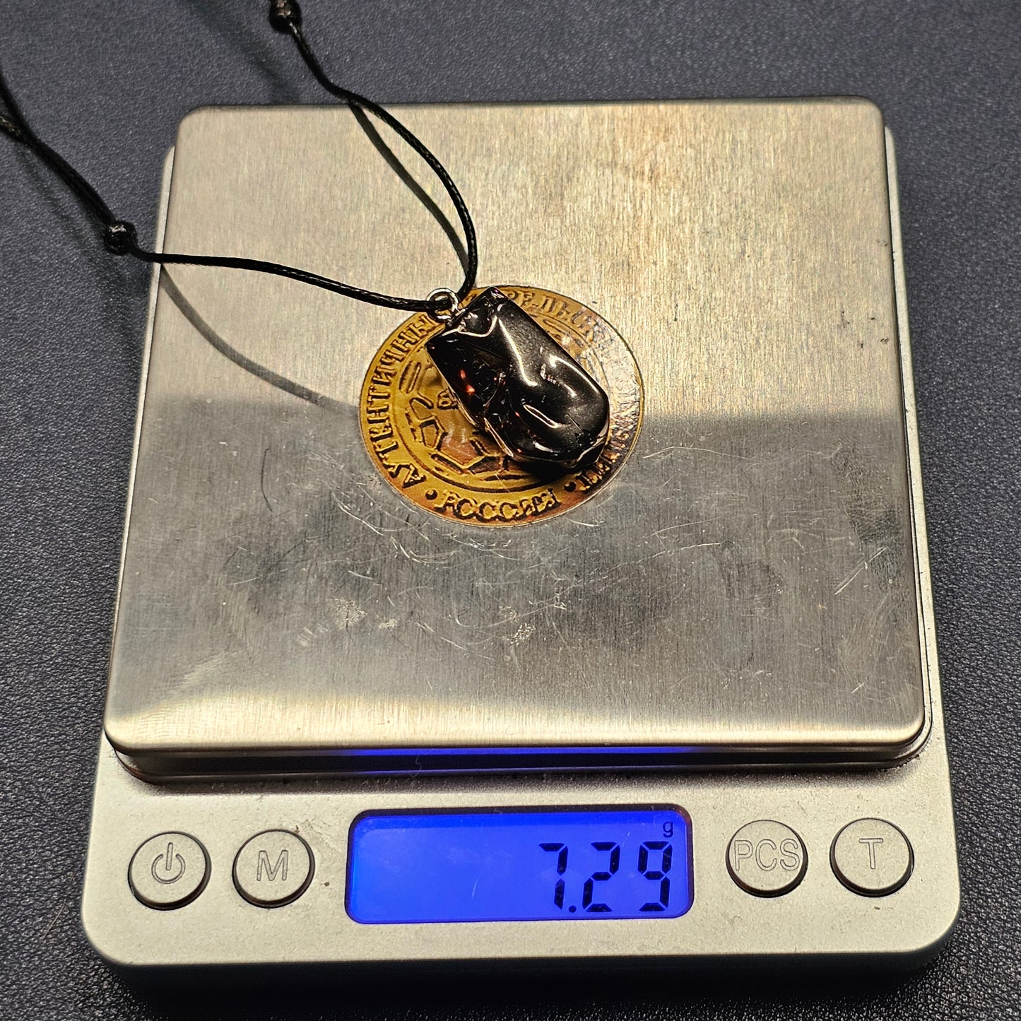 ECN 0729-7.29g ELITE RAW TYPE 1 SHUNGITE PENDANT NECKLACE