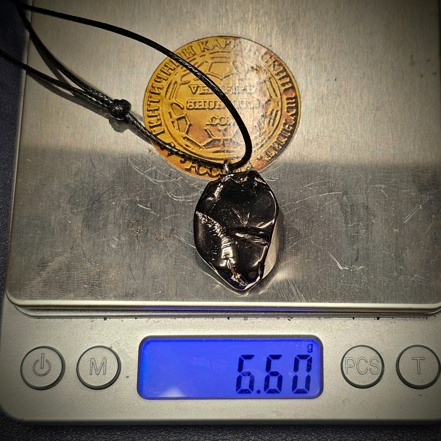 ECN 0660 - 6.6g ELITE RAW TYPE 1 SHUNGITE PENDANT NECKLACE