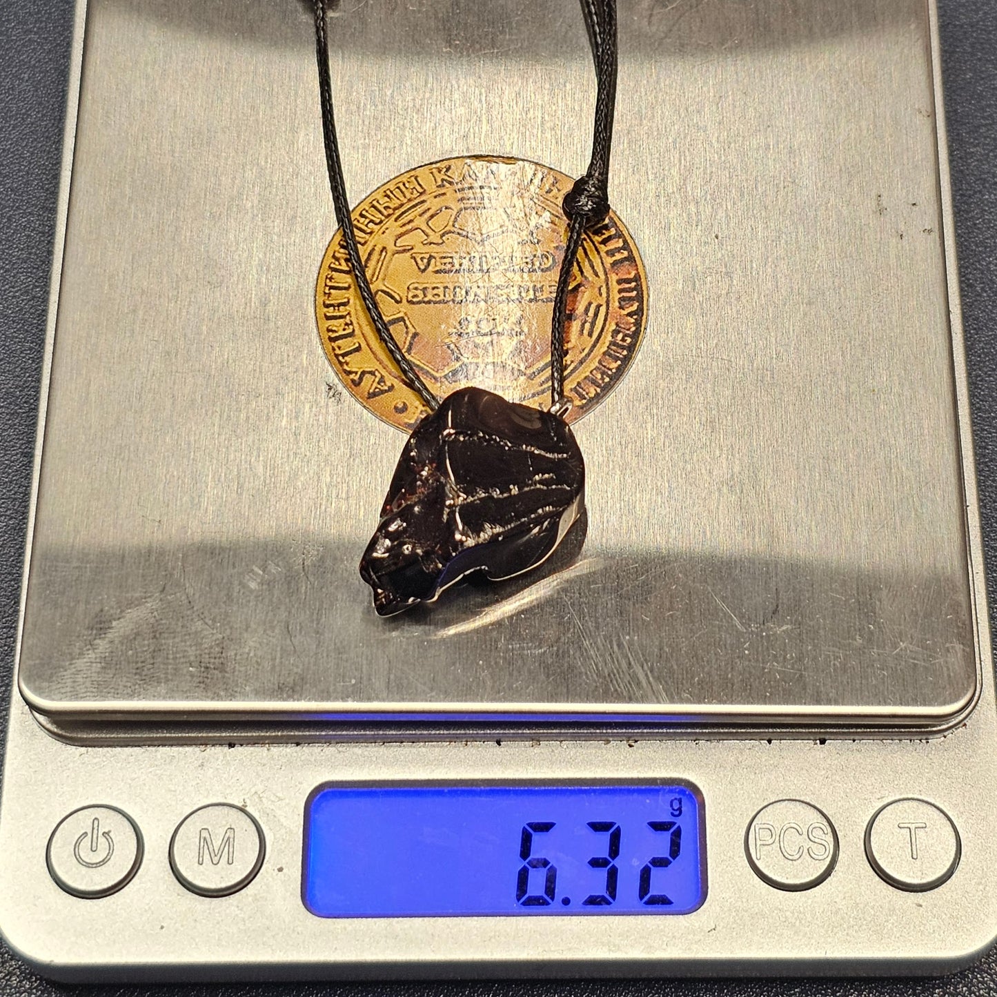 ECN 0632 - 6.32g ELITE RAW TYPE 1 SHUNGITE PENDANT NECKLACE