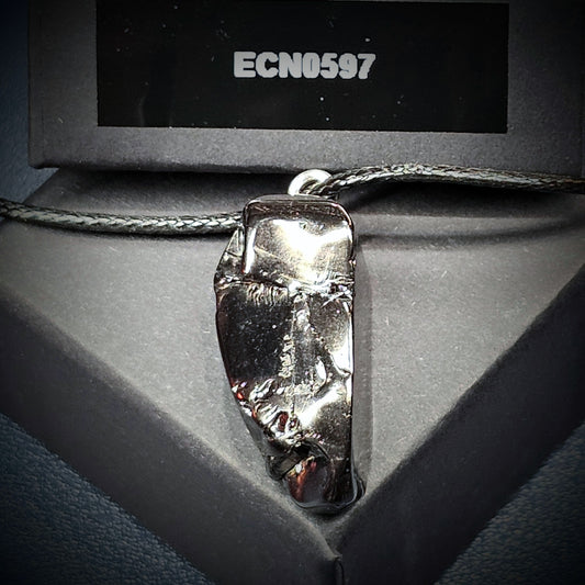ECN0597-5.97g ELITE RAW TYPE 1 SHUNGITE PENDANT NECKLACE