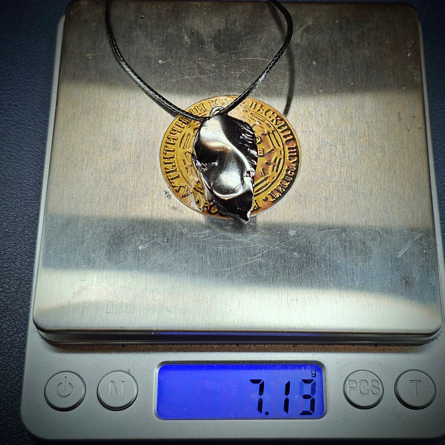 ECN0713-7.13g ELITE RAW TYPE 1 SHUNGITE PENDANT NECKLACE