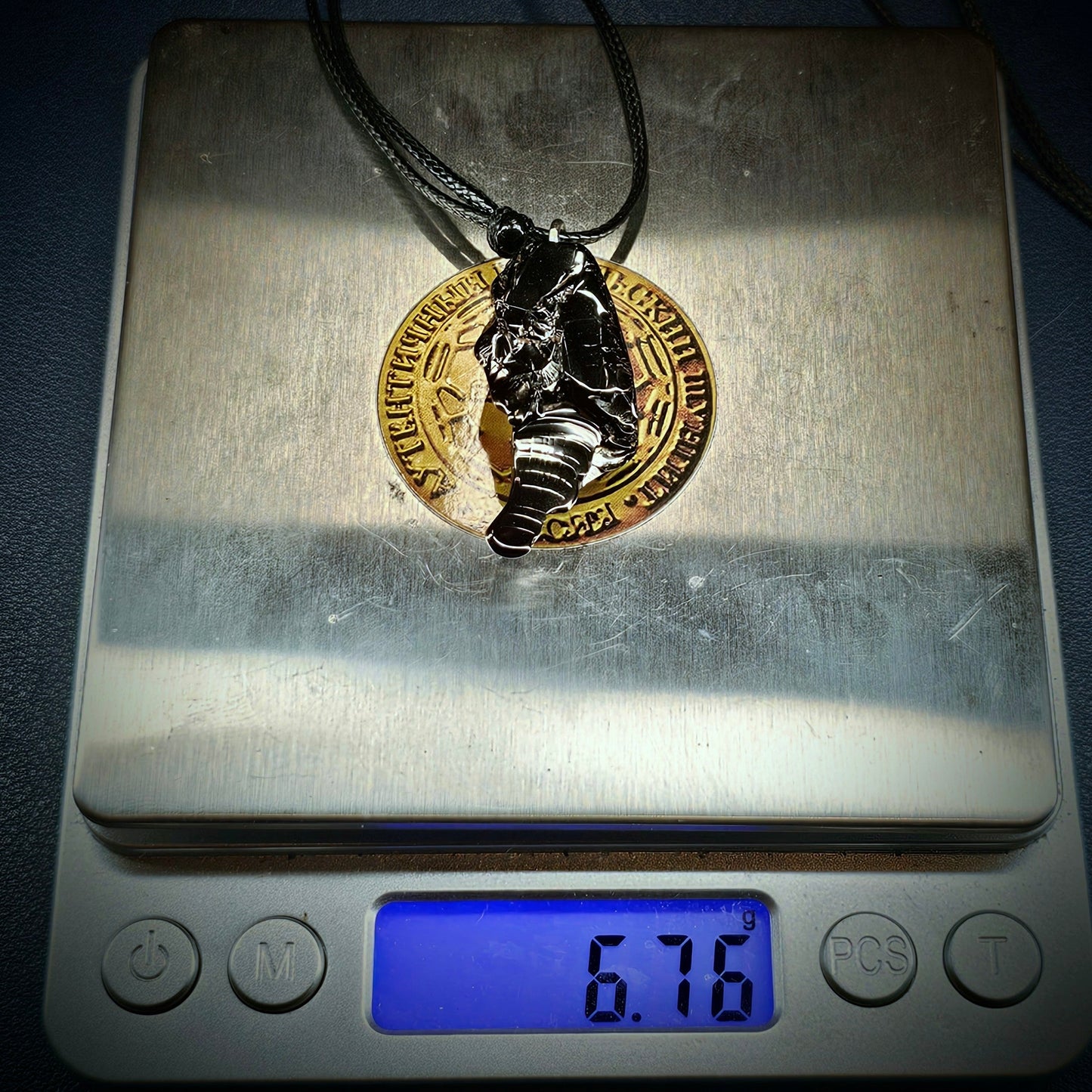 ECN0676-6.76g ELITE RAW TYPE 1 SHUNGITE PENDANT NECKLACE