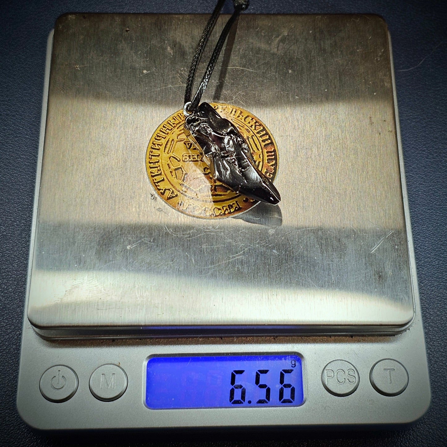 ECN0656-6.56g ELITE RAW TYPE 1 SHUNGITE PENDANT NECKLACE
