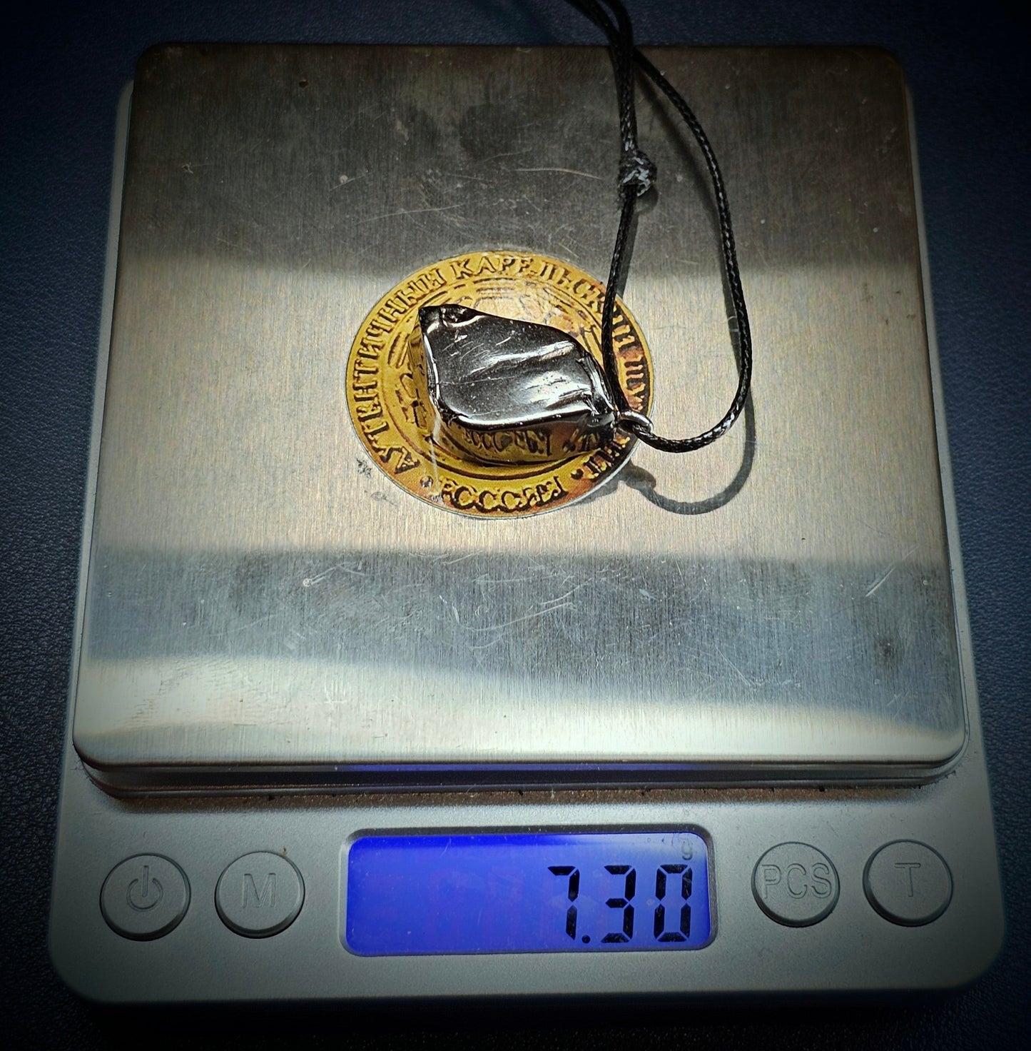 ECN0730-7.30g ELITE RAW TYPE 1 SHUNGITE PENDANT NECKLACE