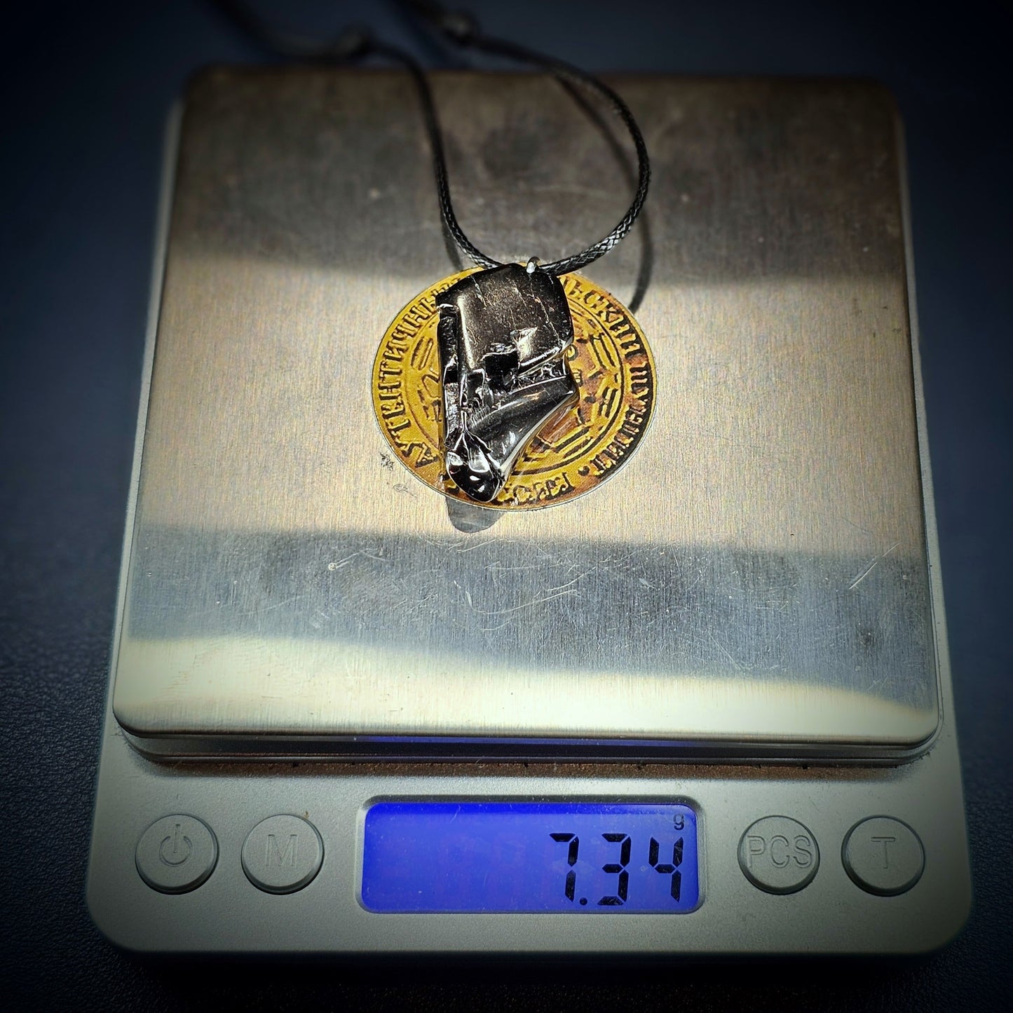 ECN0734-7.34g ELITE RAW TYPE 1 SHUNGITE PENDANT NECKLACE