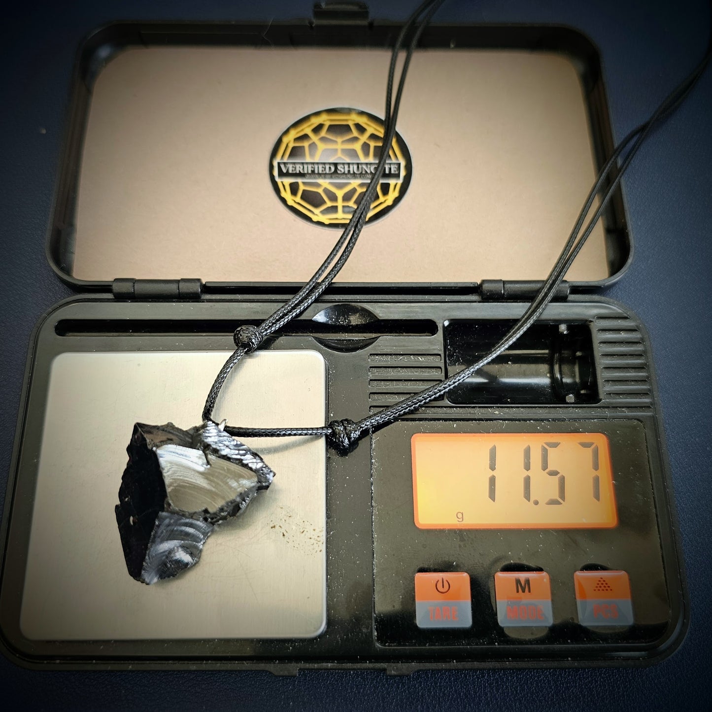 ECN1157- 11.57g ELITE RAW TYPE 1 SHUNGITE PENDANT NECKLACE