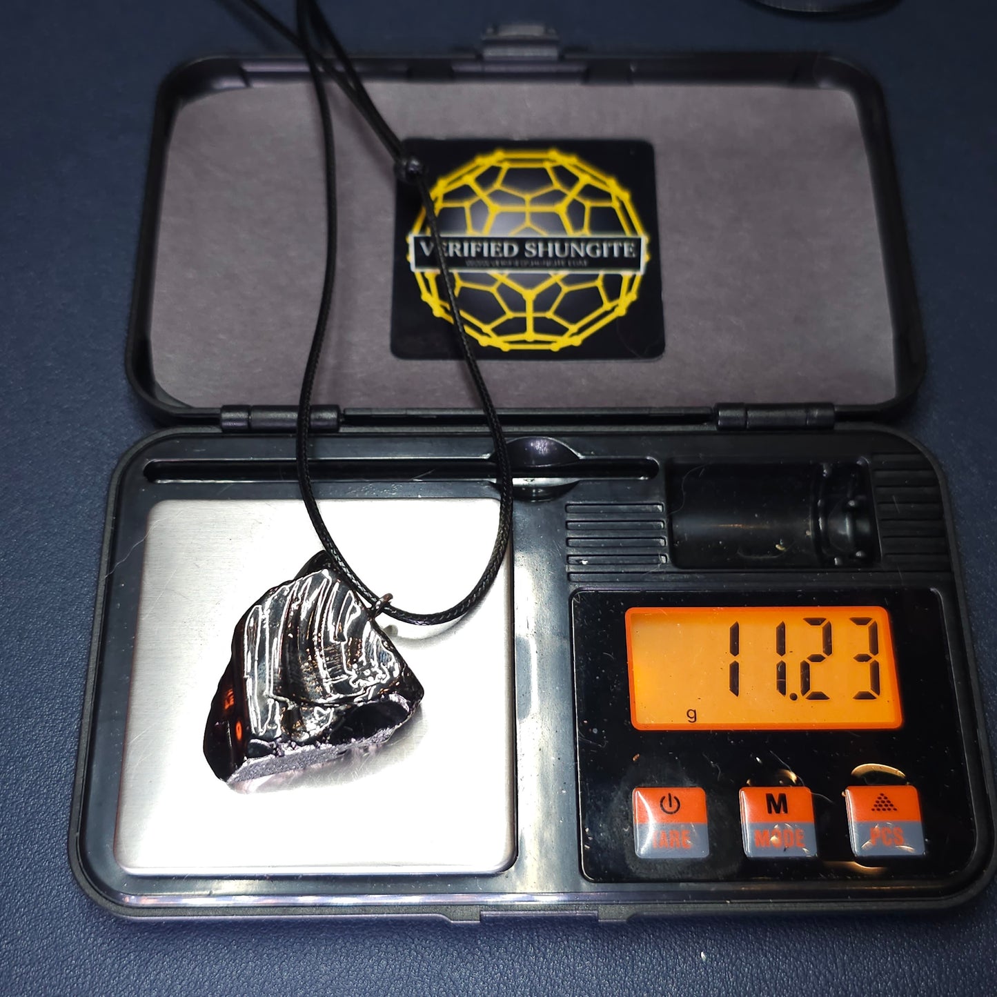 ECN1123-ELITE RAW TYPE 1 SHUNGITE PENDANT NECKLACE 11.23g