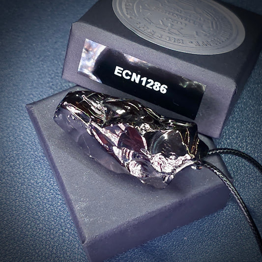 ECN1286-12.86g ELITE RAW TYPE 1 SHUNGITE PENDANT NECKLACE