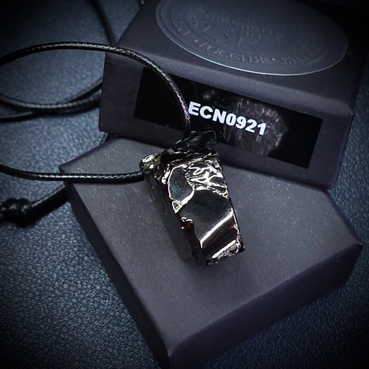 ECN0921-9.21g ELITE RAW TYPE 1 SHUNGITE PENDANT NECKLACE