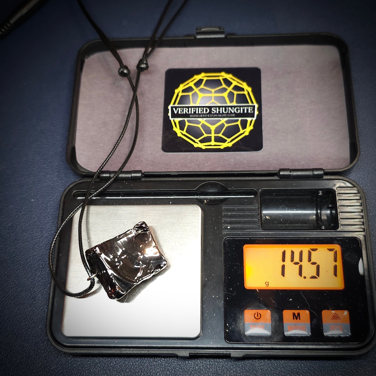 ECN1457-14.57g ELITE RAW TYPE 1 SHUNGITE PENDANT NECKLACE