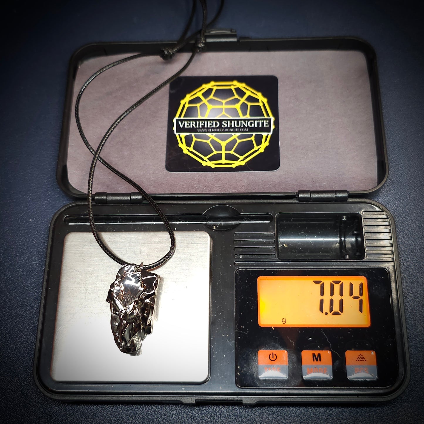 ECN0706-7.04g ELITE RAW TYPE 1 SHUNGITE PENDANT NECKLACE