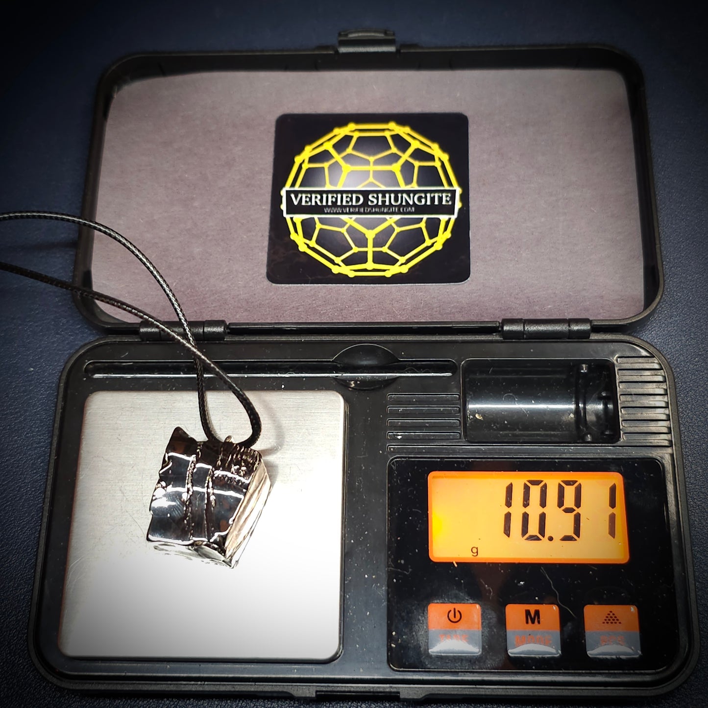 ECN1092-10.91g ELITE RAW TYPE 1 SHUNGITE PENDANT NECKLACE