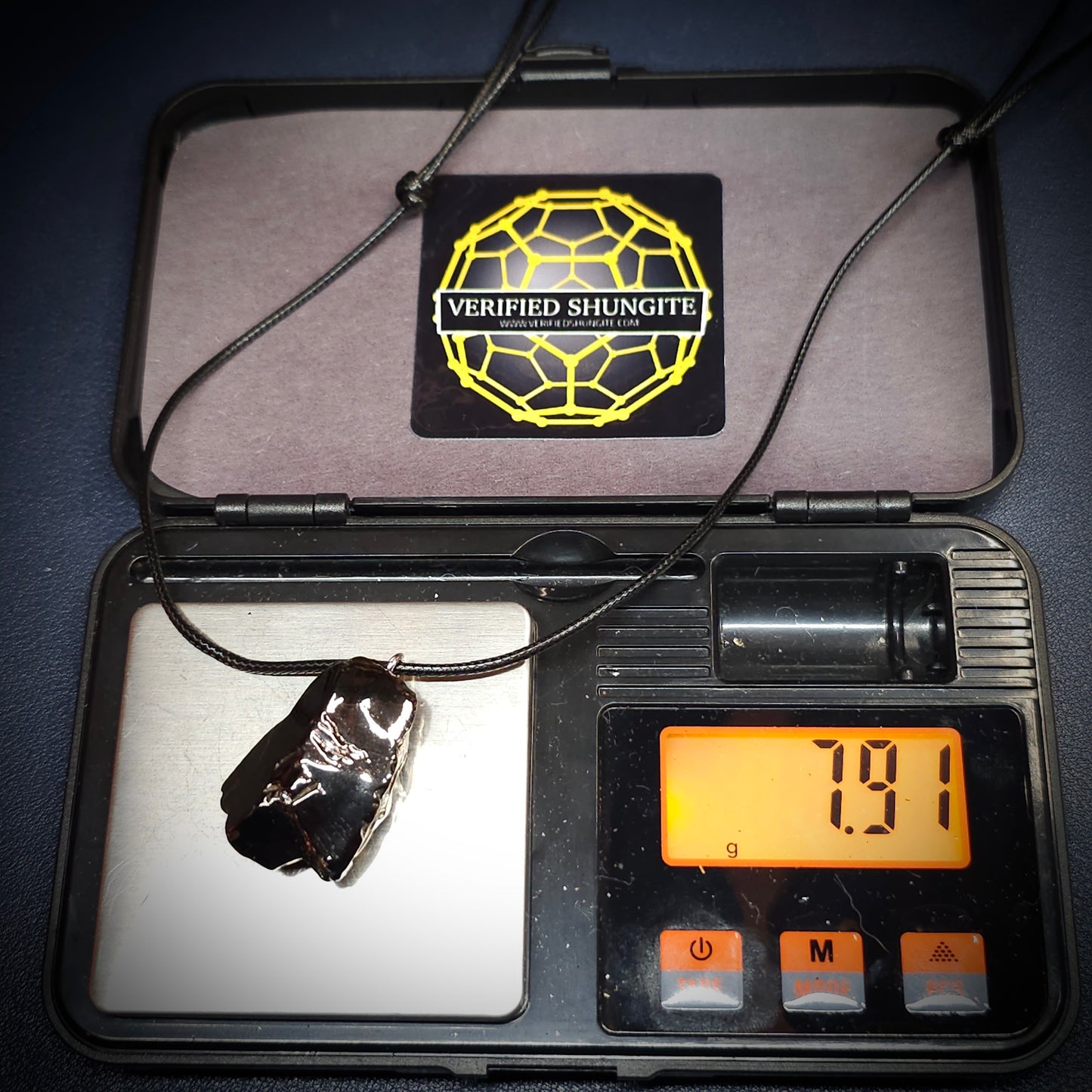 ECN0791 - 7.91g ELITE RAW TYPE 1 SHUNGITE PENDANT NECKLACE