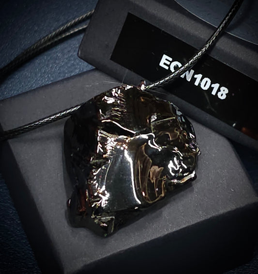 ECN1018-10.18g ELITE RAW TYPE 1 SHUNGITE PENDANT NECKLACE