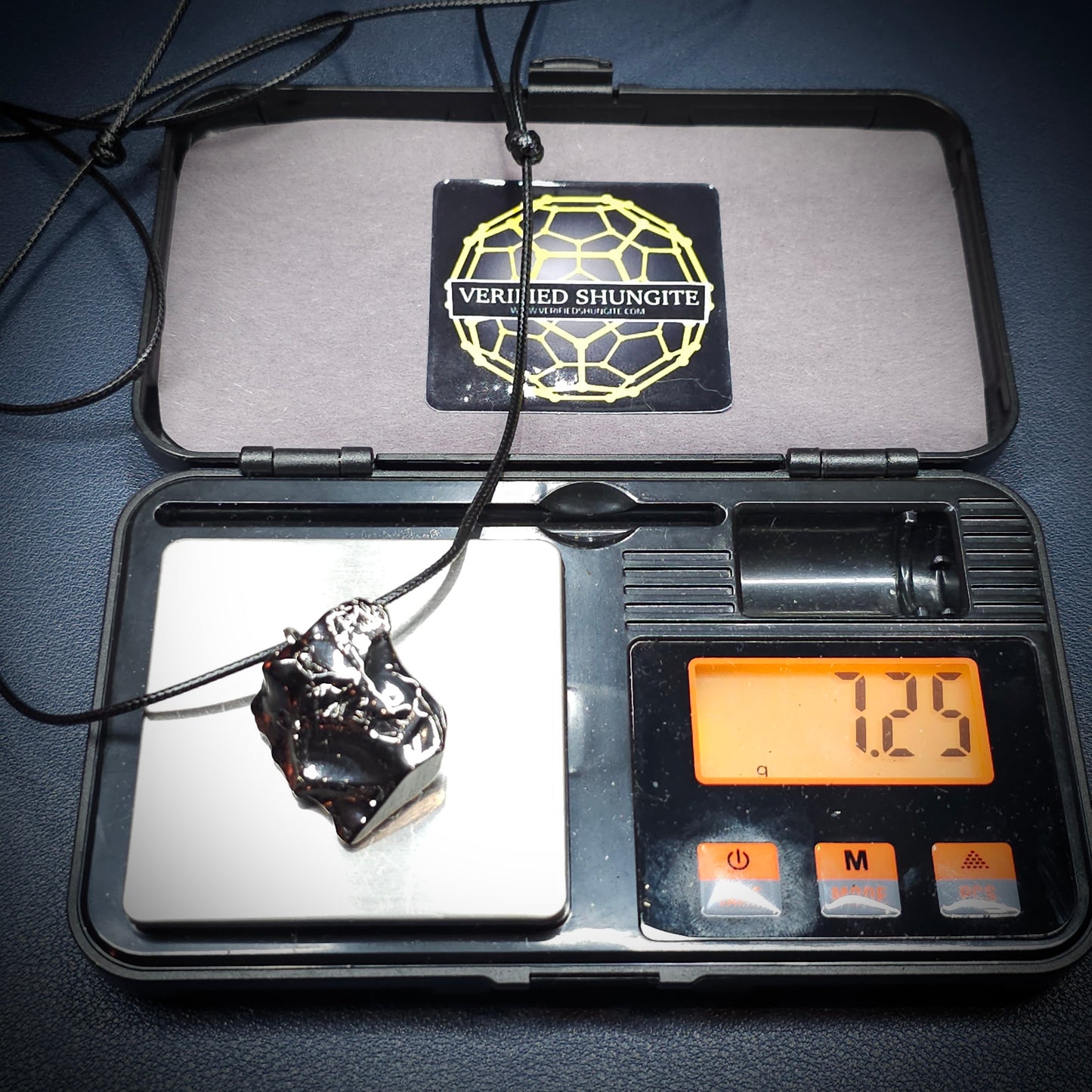 ECN0725 - 7.25g- ELITE RAW TYPE 1 SHUNGITE PENDANT NECKLACE)