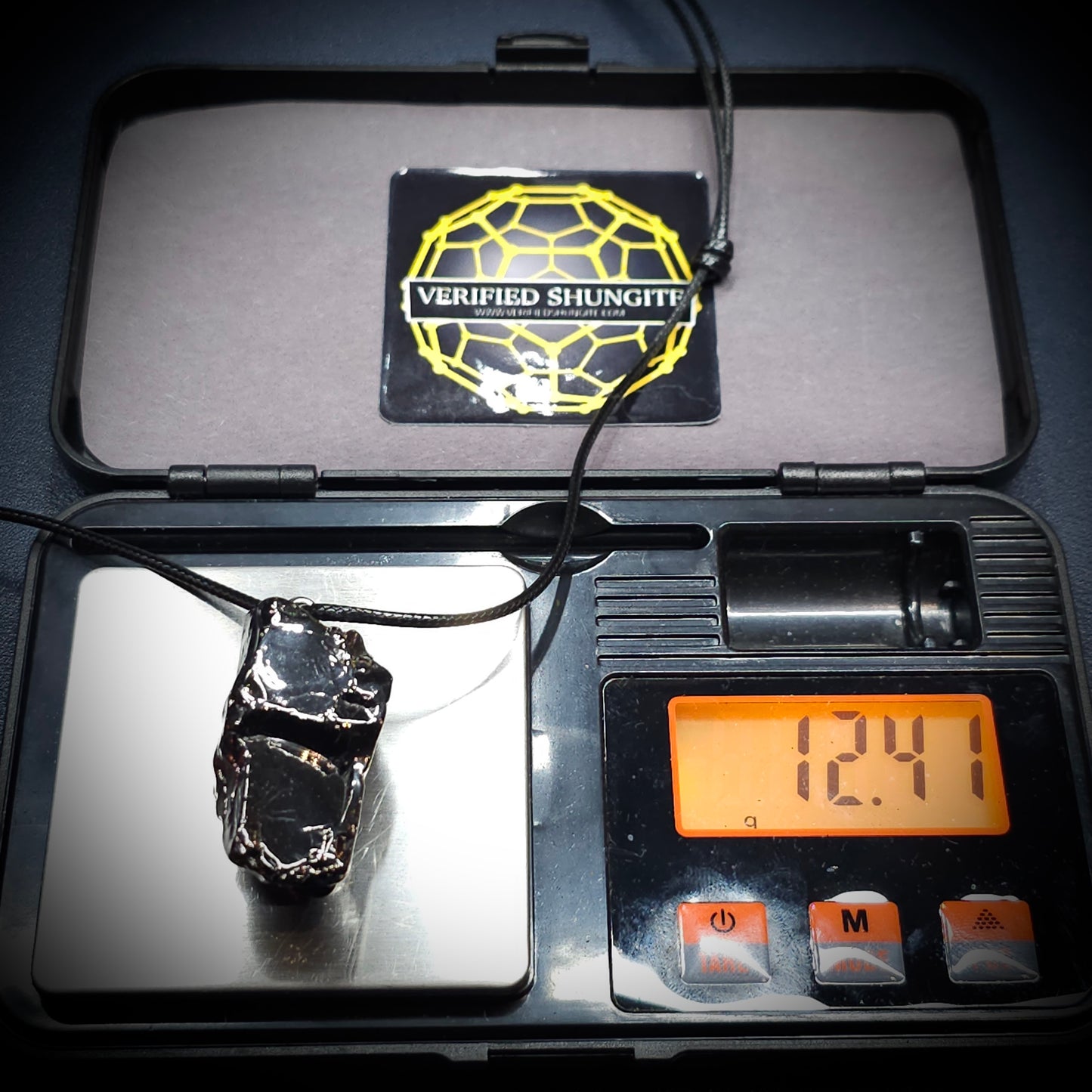 ECN1241 - 12.41g- ELITE RAW TYPE 1 SHUNGITE PENDANT NECKLACE