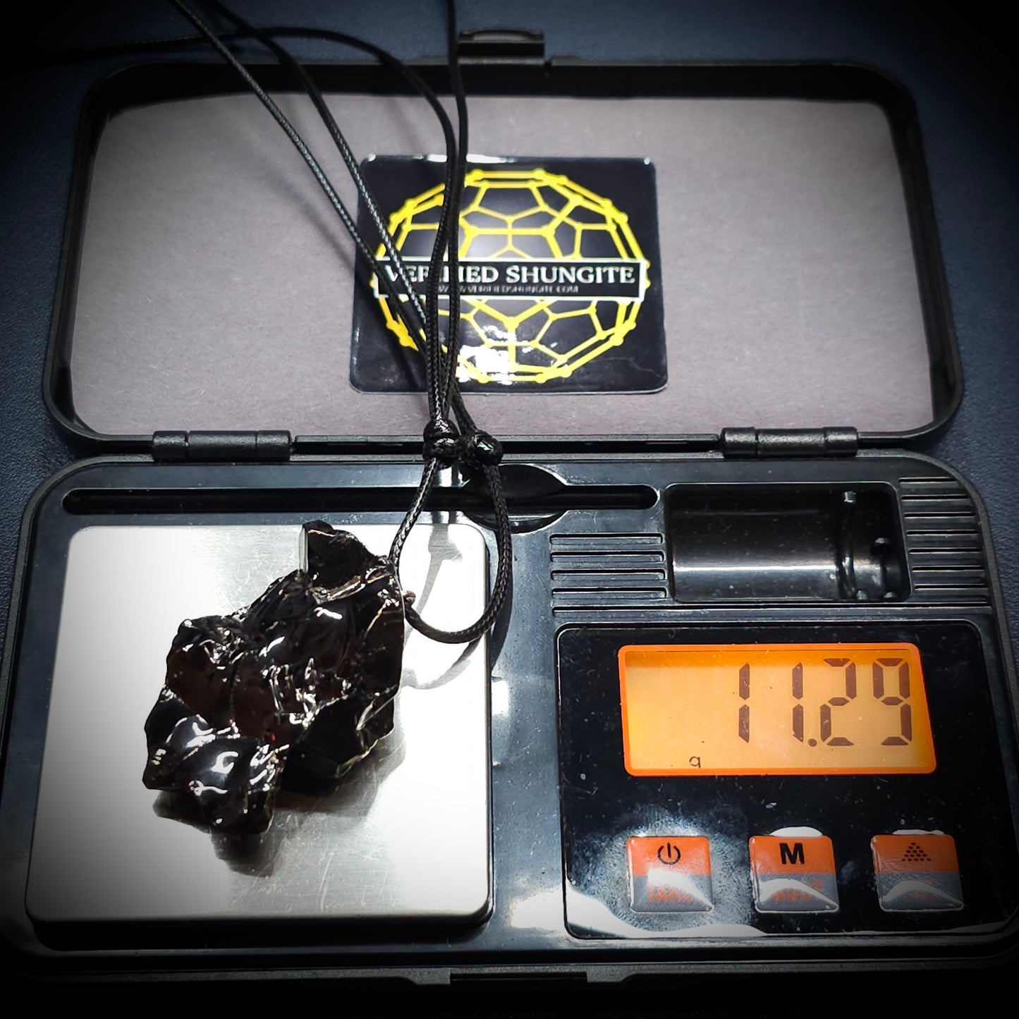 ECN1129 - 11.29g- ELITE RAW TYPE 1 SHUNGITE PENDANT NECKLACE