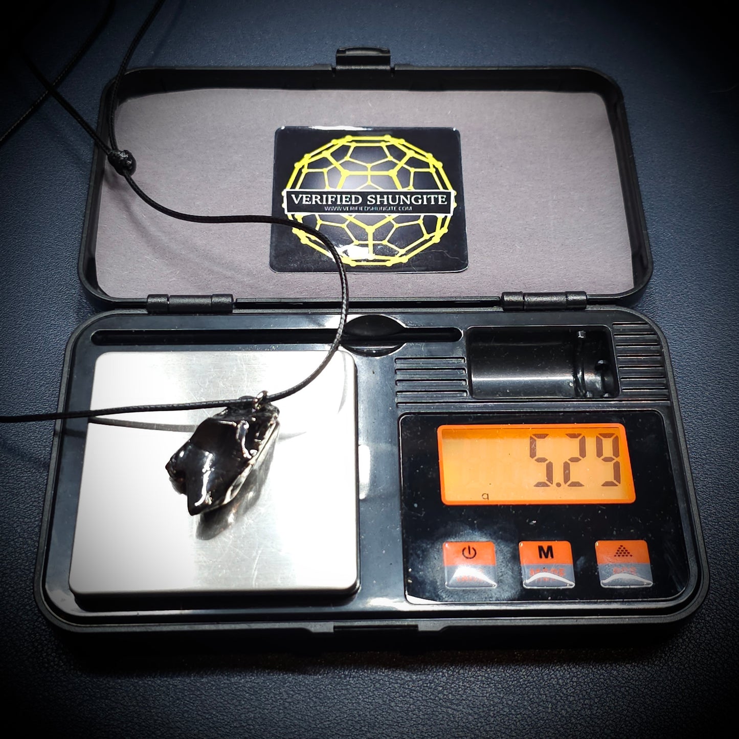 ECN0529 - 5.29g- ELITE RAW TYPE 1 SHUNGITE PENDANT NECKLACE