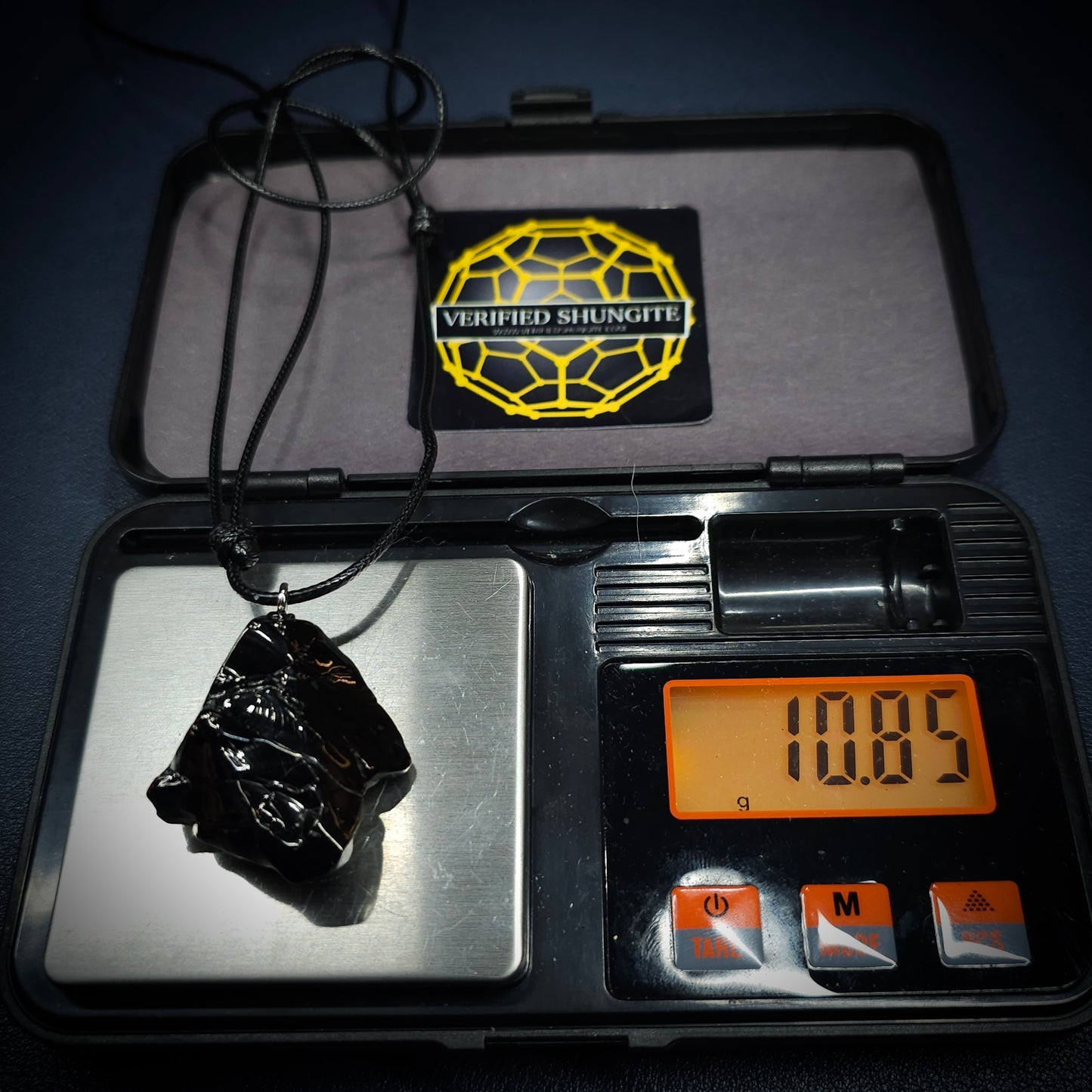 ECN1085 - 10.85g- ELITE RAW TYPE 1 SHUNGITE PENDANT NECKLACE