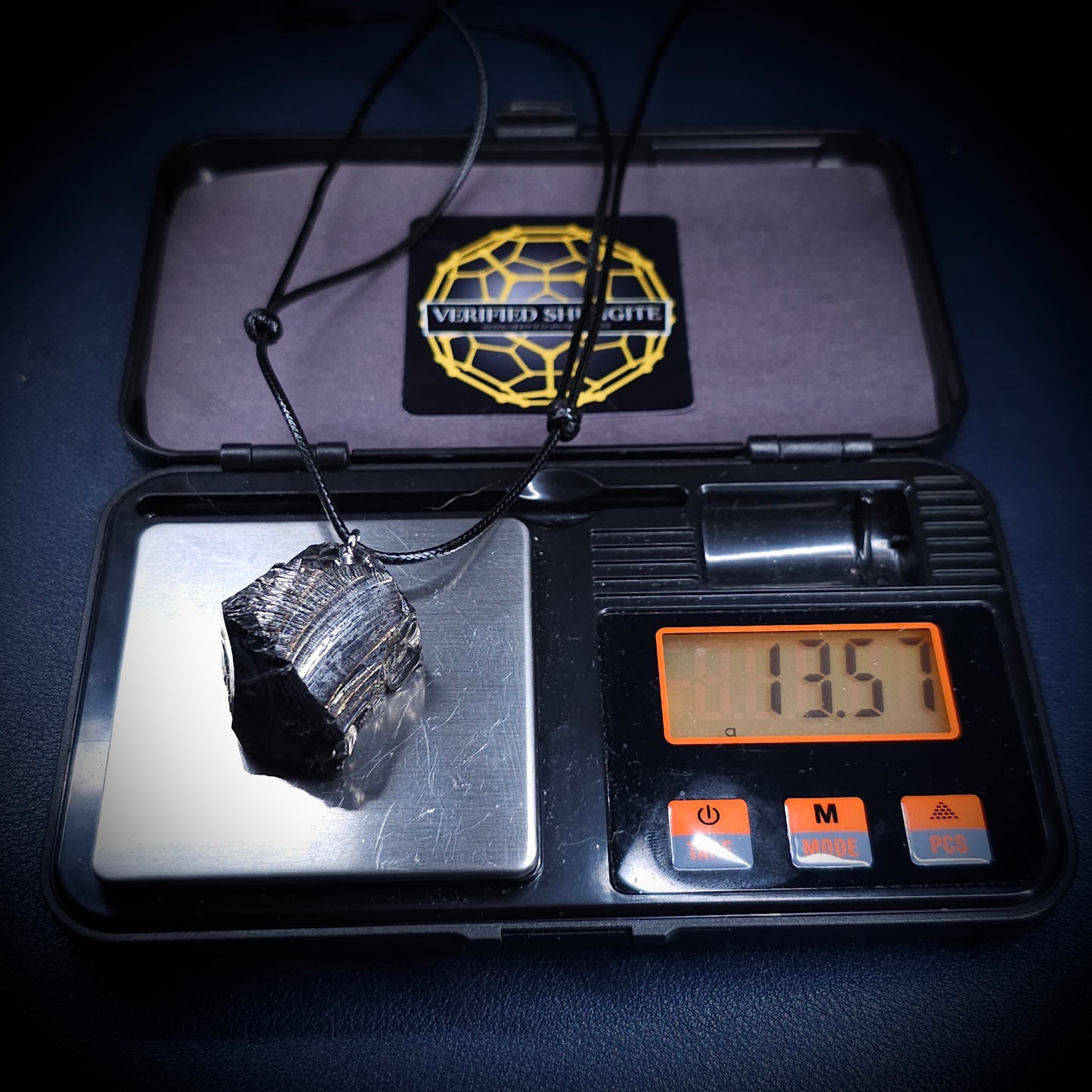 ECN1357 - 13.57g ELITE RAW TYPE 1 SHUNGITE PENDANT NECKLACE