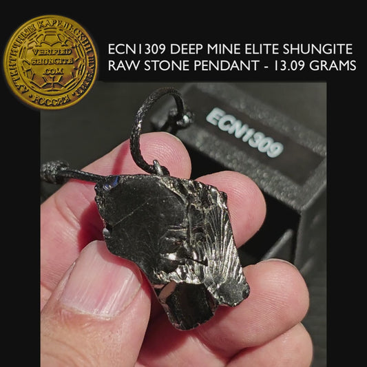 ECN1309 - 13.09g ELITE RAW TYPE 1 SHUNGITE PENDANT NECKLACE