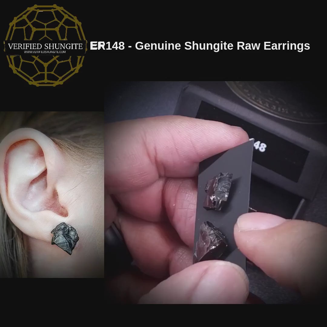 ER148 genuine Type 1 raw shungite earrings