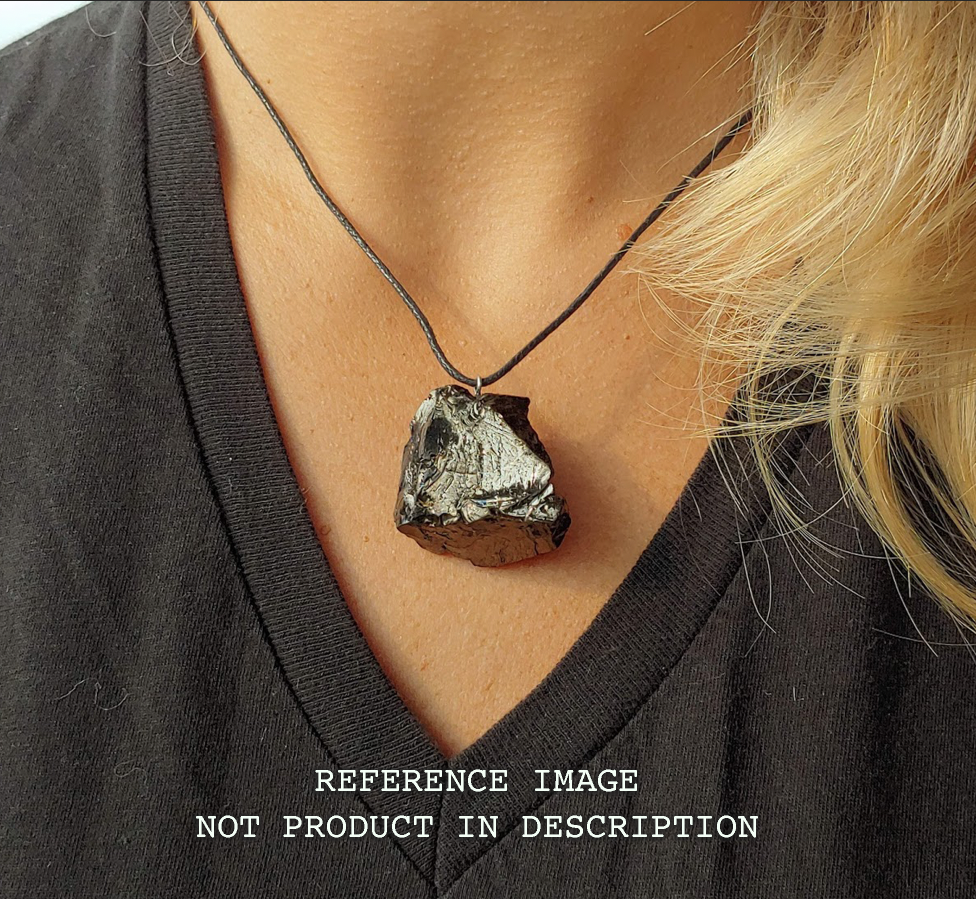 ECH0958 - 9.58g ELITE RAW TYPE 1 SHUNGITE PENDANT NECKLACE HIGH POLISH