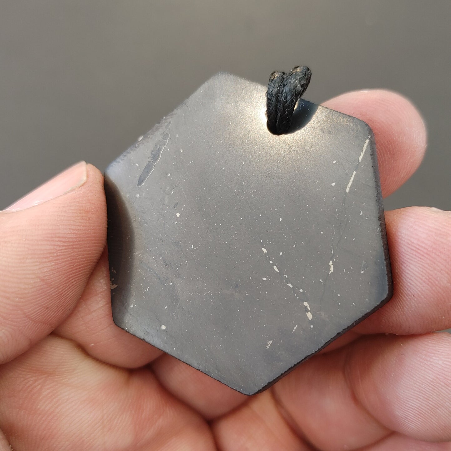 HEXAGON PENDANT TYPE 2 SHUNGITE ENGRAVED VERIFIED